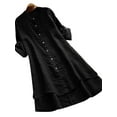 thumbnail image 1 of PALACLOTH Women Plus Size Button Scoop Neck Long Sleeve Shirt Shift Dress S-5XL, 1 of 2