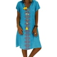 thumbnail image 1 of PALACLOTH Women Plus Size Exotic Short Sleeve Loose Knee-Length Summer Dress, 1 of 2