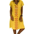 thumbnail image 1 of PALACLOTH Women Plus Size Exotic Short Sleeve Loose Knee-Length Summer Dress, 1 of 2