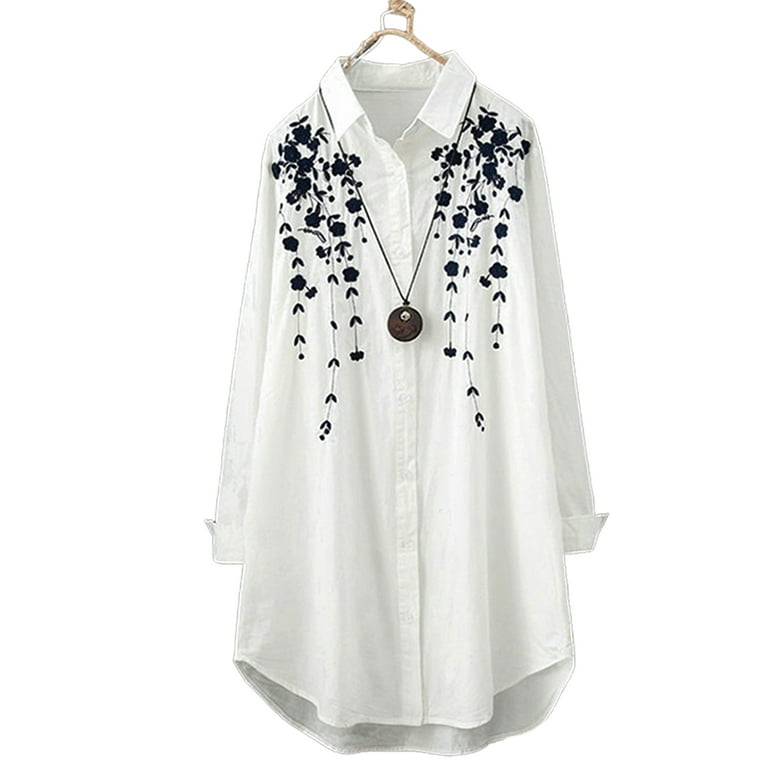 Women Turn-down Collar Regular Tops Blouse Plus Women Turn-down Collar Regular Tops Blouse Plus