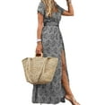 thumbnail image 1 of PALACLOTH Women Sexy Split Bohemia Floral V-neck Formal Dress With Waistband, 1 of 2