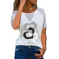 thumbnail image 1 of PALACLOTH Women Short Sleeve Patchwork T-shirt Summer Heart Printed Tee Shirt, 1 of 2