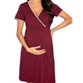 thumbnail image 1 of PALACLOTH Women's Maternity Short Sleeve V Neck Nursing Dress for Breastfeeding Sleepwear Nightgown, 1 of 6
