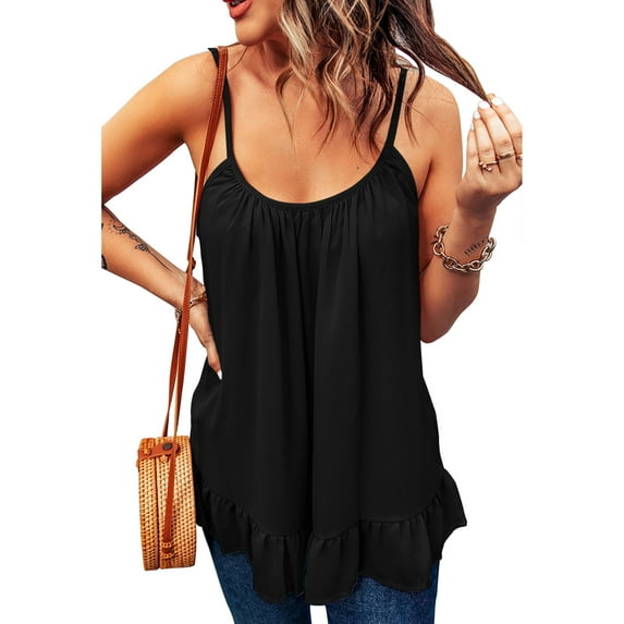 PALACLOTH Women's Peplum Camisole Spaghetti Strap Summer Scoop Neck Tank Plus Size