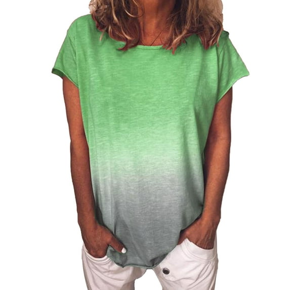 PALACLOTH Women's Rainbow Printed Summer Tops Short Sleeve T-shirt Tee-Shirts