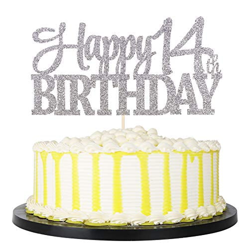 Acrylic Gold Happy 14th Geometric Circle Cake Topper - Online Party Supplies