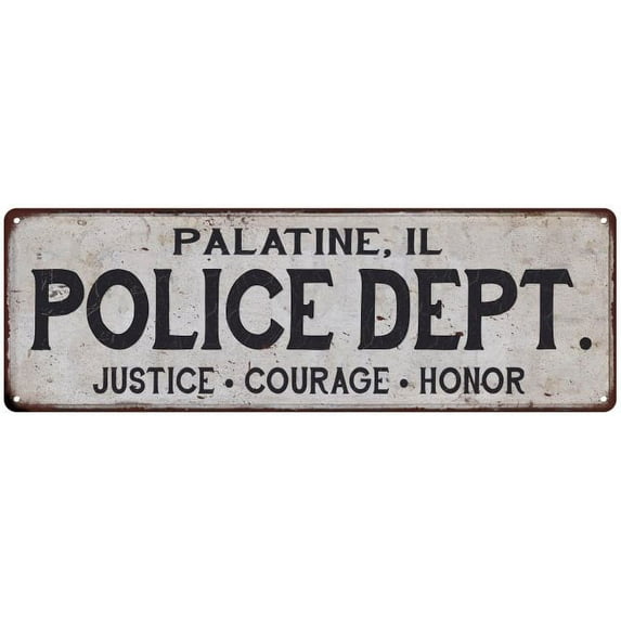 PALATINE, IL POLICE DEPT. Home Decor Metal Sign Gift 6x18 206180012498