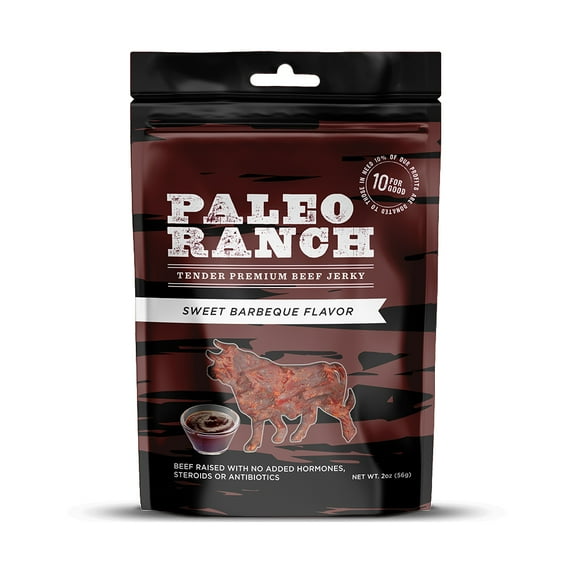 PALEO RANCH Sweet BBQ Beef Jerky, 2 oz (Pack of 1)