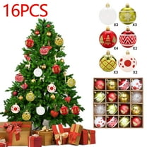 Axiiglly 16Pcs Christmas Balls Ornaments, 2.36" Shatterproof Christmas Balls Set, Multi-Pattern Painted Xmas Hanging Balls for Christmas Trees Decorations, Home Holiday Party Decor