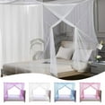 thumbnail image 1 of PALIFEUR 4 Corners Mosquito Net for Bed, Princess Lace Poster Bedding Canopy Netting Full Sizes Netting White Bedding Home Decor Screen Tents for Camping, 71 x 79 x 65 Inch, 1 of 7