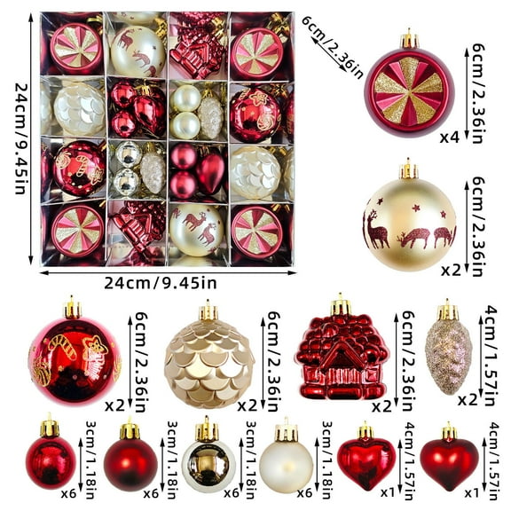 PALIFEUR 40pcs Christmas Balls - Shatterproof Christmas Ball Ornaments, Exquisite Christmas Ornaments Set for Holiday Party Xmas Tree, Hanging Christmas Decorations Balls