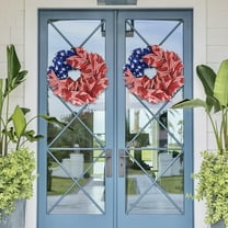 PALIFEUR 4th of July Wreath, 11.81 Inch Patriotic Wreaths for Front Door, Artificial Floral Door Wreaths Decorations for Memorial Day Independence Day Veterans Day, Red Blue White