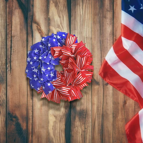 PALIFEUR 4th of July Wreath, 11.81 Inch Patriotic Wreaths for Front Door, Artificial Floral Spring Wreaths Decorations for Memorial Day Independence Day Veterans Day, Red Blue White