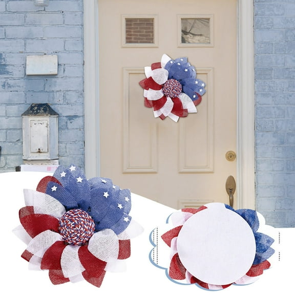 PALIFEUR 4th of July Wreath, 20.08 Inch Patriotic Wreaths for Front Door, Artificial Floral Spring Wreaths Decorations for Memorial Day Independence Day Veterans Day