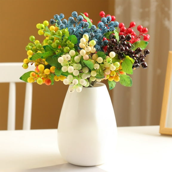 PALIFEUR 5 Pack Artificial Berry Stems, Holly Berry Branches for Christmas Tree Decorations & Year's Eve Decor, Holiday and Home Crafts, 9.06 Inch Berry Picks, Blue