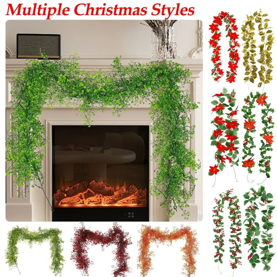 PALIFEUR 7.2ft Christmas Garland - Winter Christmas Decorations Garland with Flower, Artificial Christmas Garlands for Mantle Table Wall Fireplace Holiday Party Christmas Tree Decorations