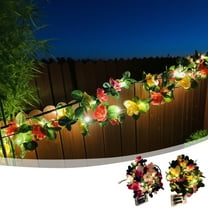 PALIFEUR 8ft Christmas Garland with Lights - Xmas Garland for Mantle Fireplace Holiday Party Christmas Decorations, Exquisite Rose Christmas Garland with Led Lights