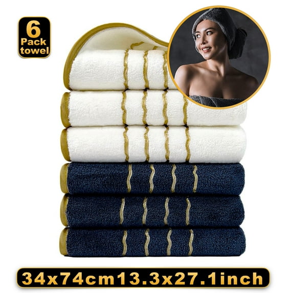 PALIFEUR Bath Towels 6 Pack Premium Towel Set, 27.1x13.3", Highly Absorbent Soft Velvet Towels, Thicker Machine Washable Wash Cloths Quick Drying Face Towels for Bathroom, Hotel, Shower, Gyms
