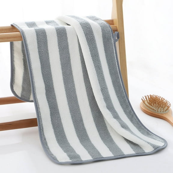PALIFEUR Bath Towels Striped Bath Towels, 13.39x29.53" Velvet Highly Absorbent Towels, Lightweight Quick Drying Wash Cloths, Face Towels for Bathroom, Spa, Gym, Shower, Hotel, Gray