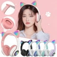 thumbnail image 1 of PALIFEUR Bluetooth Cat Ear Headphones Over Ear, 10H Music Gaming Cat Ear Headphones, Low Latency HiFi Stereo Lightweight Wireless Headphones, Led Light Foldable Card Insertion Headsets, 1 of 5