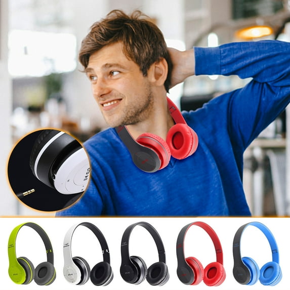 PALIFEUR Bluetooth Headphones Over Ear, Wired & Wireless Double Mode Foldable Noise Cancelling Headphones, Low Latency HiFi Stereo Lightweight Sports Wireless Headphones, Card Insertion