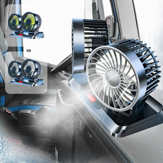 PALIFEUR Car Fan for Car, Double-Head Portable Car Dashboard Fan, 3 Speeds Adjustable 360 Degree Rotation Cooling Fan, Multi-Functional Electric Fan, Suitable for All Car Models