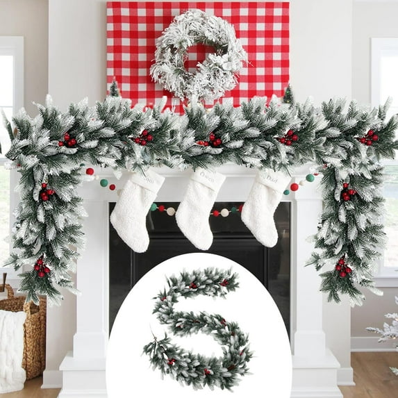 PALIFEUR Cedar Christmas Garland - White Xmas Garland for Holiday Party Christmas Decorations, 71" Exquisite Soft Christmas Garlands for Table Mantle Wall Indoor Outdoor Decor