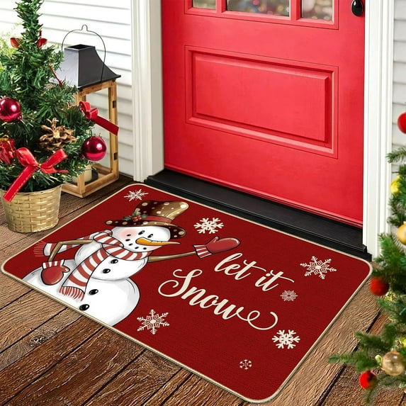 PALIFEUR Christmas Bathroom Rugs, Extra Thick Soft Absorbent Bath Mat, Non Slip Washable Bathroom Mat, Xmas Winter Bath Rugs Door Mat for Christmas Holiday Party Decorations, 24" x 16"