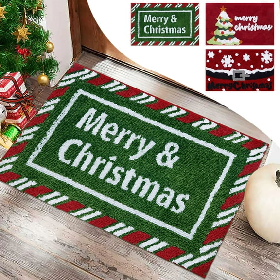 PALIFEUR Christmas Bathroom Rugs, Extra Thick Soft Absorbent Christmas Stree Bath Mat, Non Slip Washable Bathroom Mat, Xmas Winter Bath Rugs for Christmas Holiday Party Decorations, 24" x 16"