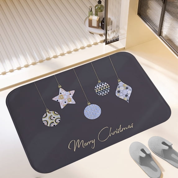 PALIFEUR Christmas Bathroom Rugs, Extra Thick Soft Absorbent Snowflake Bath Mat, Non Slip Washable Bathroom Mat, Xmas Winter Bath Rugs for Christmas Holiday Party Decorations, 24" x 16"