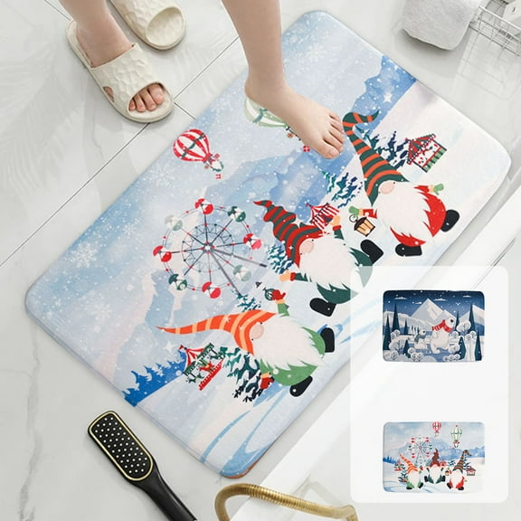 PALIFEUR Christmas Bathroom Rugs, Extra Thick Soft Absorbent Snowman Bath Mat, Non Slip Washable Bathroom Mat, Xmas Winter Bath Rugs for Christmas Holiday Party Decorations, 20" x 31"