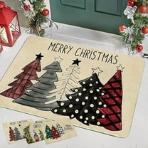PALIFEUR Christmas Door Mat, 24"x16" Dirt Trapping Door Mat Indoor Entrance, Absorbent Non-Slip Christmas Stree Doormat, Washable Front Door Mat Outside Entrance for Holiday Party Decorations, Red