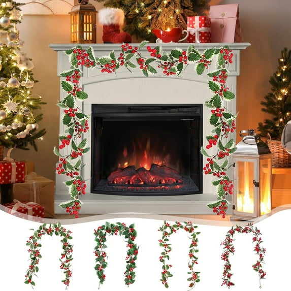 PALIFEUR Christmas Garland - Artificial Leaf Fall Garland Christmas Decorations, 69 inch Christmas Garlands for Mantle Table Wall Fireplace Holiday Party Christmas Tree Decor