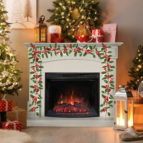 PALIFEUR Christmas Garland - Realistic Xmas Garlands for Christmas Decorations, 39 inch Winter Christmas Garland for Mantle Fireplace Holiday Party Decor