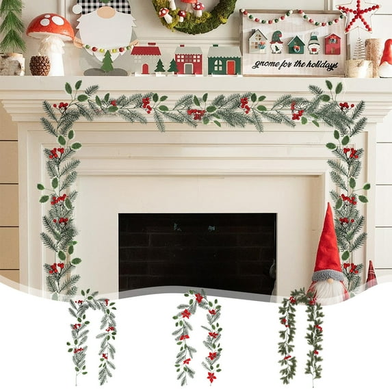 PALIFEUR Christmas Garland - Soft Xmas Garland for Christmas Decorations, 69" Realistic Christmas Garland Outdoor & Indoor for Mantle Table Wall Fireplace Holiday Party Decor