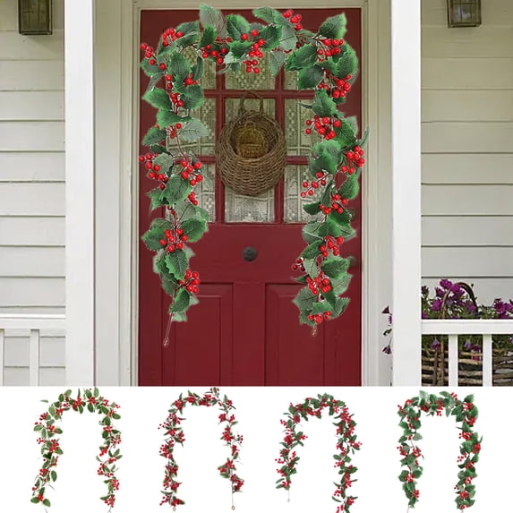 PALIFEUR Christmas Garland - Winter Christmas Decorations Garland with Red Berry, Artificial Christmas Garlands for Mantle Table Wall Fireplace Holiday Party Christmas Tree Decorations, 69 inch