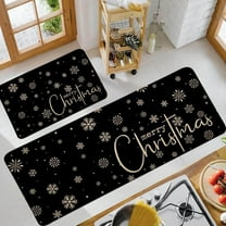 PALIFEUR Christmas Kitchen Rugs Set of 2, Black Christmas Rugs, Non-Slip Washable Kitchen Mats, Kitchen Rug for Christmas Kitchen Decor Festival Holiday Party Decorations