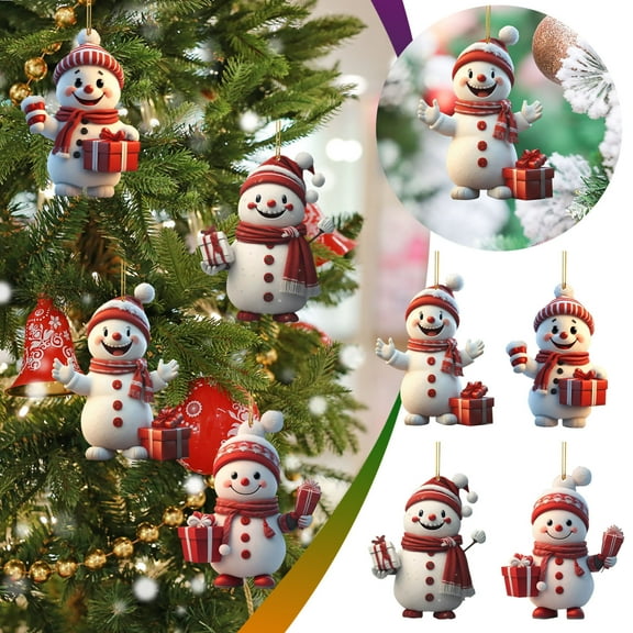 PALIFEUR Christmas Ornaments, 1 Pcs Christmas Snowman Ornaments for Christmas Tree Ornaments, Acrylic Xmas Hanging Ornaments Set for Christmas Holiday Gift Decorations