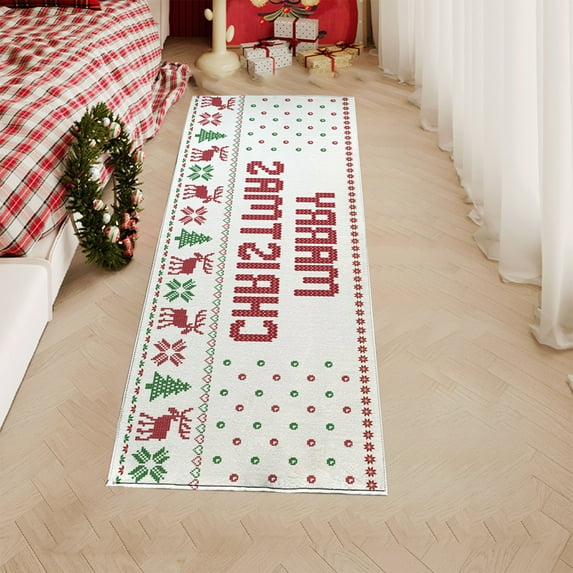 PALIFEUR Christmas Rugs for Living Room, 50 x 20 Inch Holiday Snowflake Decor Area Rug for Bedroom, Non Slip Washable Christmas Living Room Rug for Festival Party Decorations