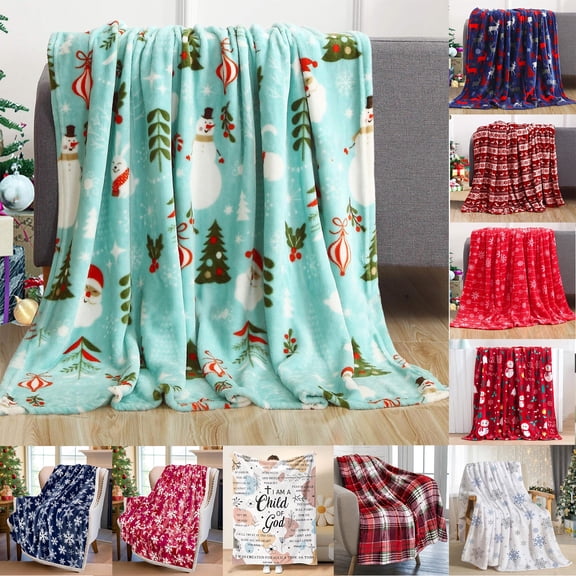 PALIFEUR Christmas Throw Blanket, Super Soft Warm Paid Blanket for Couch Bedroom, Christmas Flannel Blanket, Microfiber Thicken Blankets for Holiday Party Home Decorations, 40 x 50 Inch