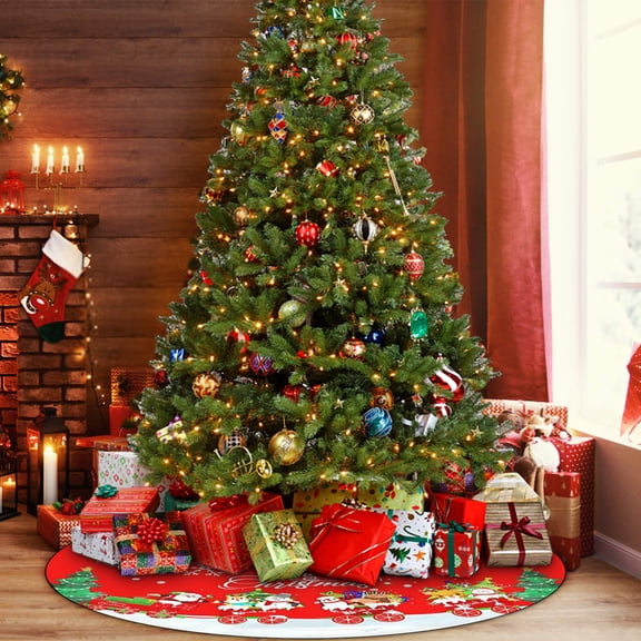 PALIFEUR Christmas Tree Skirt, 24 Inch Christmas Santa Snowflake Tree Skirt, Xmas Decor Tree Skirts, Exquisite Tree Bottom Decor Tree Skirt for Christmas Home Party Holiday Decorations
