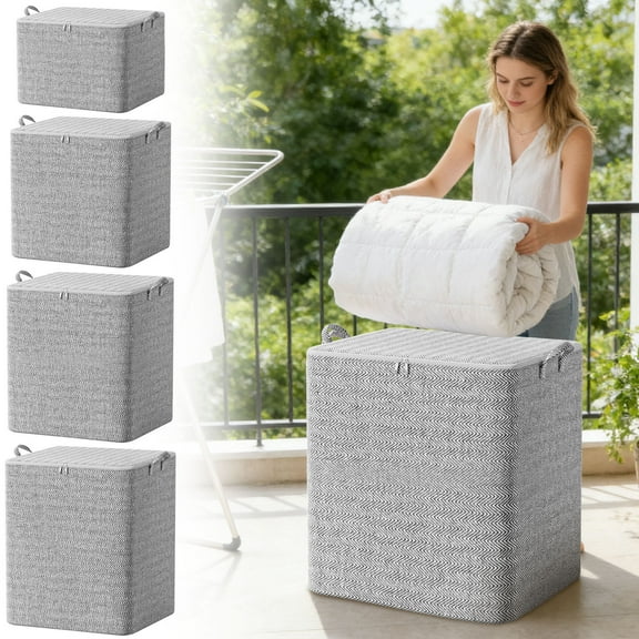 PALIFEUR Clothes Storage Bins with Lids, 150L Extra Large Capacity Organizers Storage Containers with Handle & Zipper, Moving Bags for Home, Office (Gray)