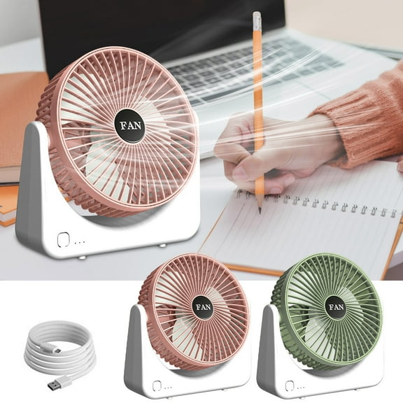 PALIFEUR Desk Fan, 3 Speeds Adjustment Desktop Fan, Lightweight Portable Fan for Bedroom School Office, USB Charging Small Fan, 7.7x7.7 ​Inch