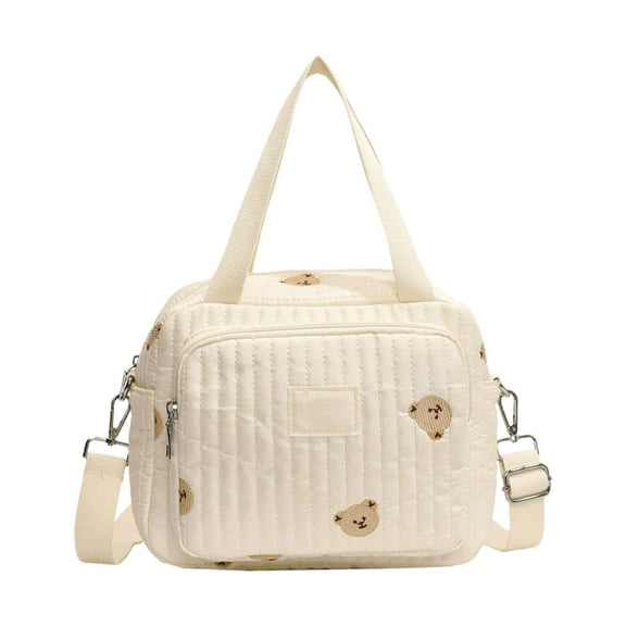 PALIFEUR Diaper Bag Tote Large Capacity Baby Bag Travel Diaper Tote Bag, Hospital Bag for Labor Delivery, Baby Bag with Pacifier Case for Mom Father Medium Size, White