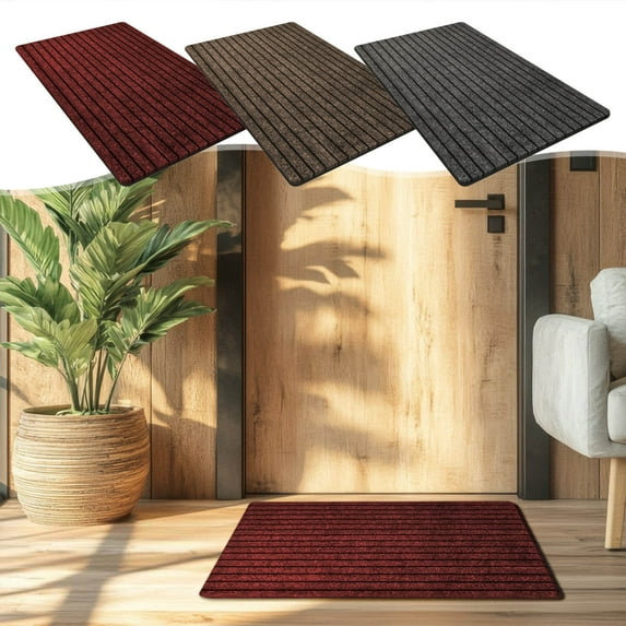 PALIFEUR Durable Welcome Mat, 16x24" Non-Slip Heavy Duty Door Mat For Entrance Washable Quick-drying Floor Mats Front Door Mat for Outside Entrance Floor Home Decor, Red