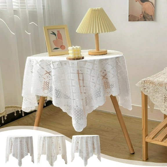 PALIFEUR Fall Tablecloth, Outdoor Waterproof Linen Cotton Farmhouse Table Cloths with Tassel, Heavy Weight Wrinkle Free Table Cover for Dining/Party/Rustic - 36x 36 Inch, Circle Shape Table Cloth