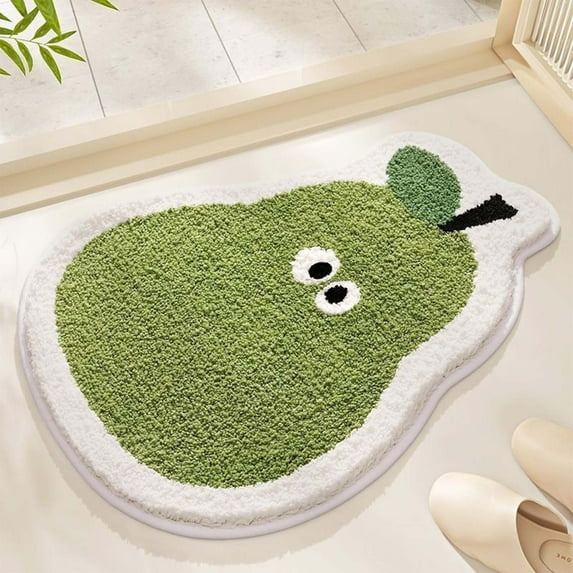 PALIFEUR Fruit Bath Mats Cute Bathroom Rugs, Soft Absorbent Quick-Drying Bath Mat Fruit Plush Fluffy Area Rug for Bedroom Kid's Room Bathroom Decor-16x24"-Pear