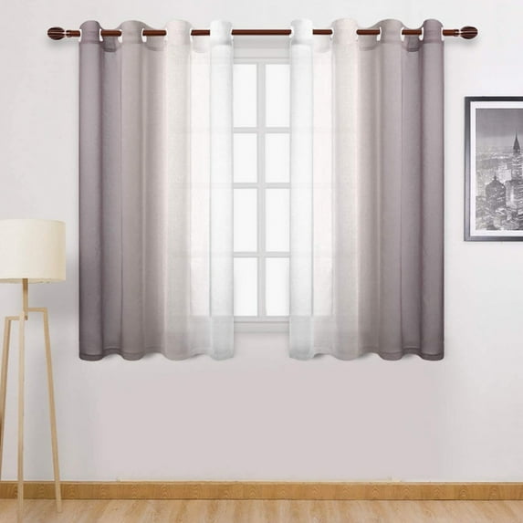 PALIFEUR Gradient Sheer Curtains, 63 x 51 Inch Soft Transparent Window Curtains for Living Room Bedroom, Rod Pocket Voile Curtain & Drapes