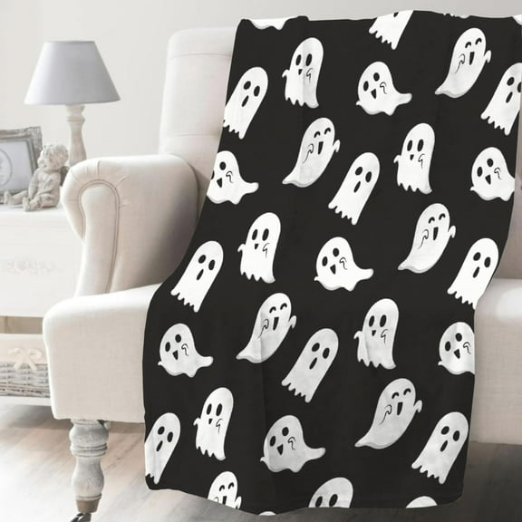 PALIFEUR Halloween Flannel Throw Blanket, Super Soft Warm Ghost Blanket for Couch Bedroom, Microfiber Thicken Fall Blankets for Halloween Thanksgiving Party Home Decorations, 40 x 28 Inch