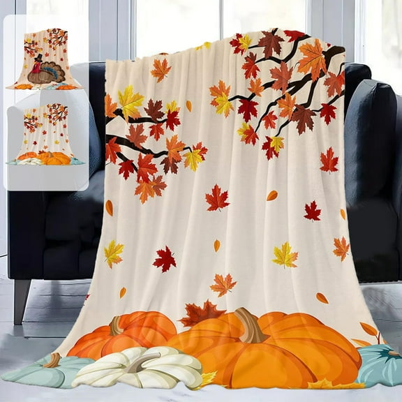 PALIFEUR Halloween Flannel Throw Blanket, Super Soft Warm Pumpkin Blanket for Couch Bedroom, Microfiber Thicken Fall Blankets for Halloween Thanksgiving Party Home Decorations, 40 x 28 Inch